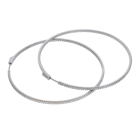 Cercei, Aur Alb, 18 k, 19.83 gr, cu Diamante, Cod Produs: 810918 - 2