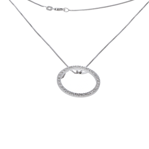 Colier, Aur Alb, 14 k, 3.57 gr, cu Diamante, Cod Produs: 811833 - 2