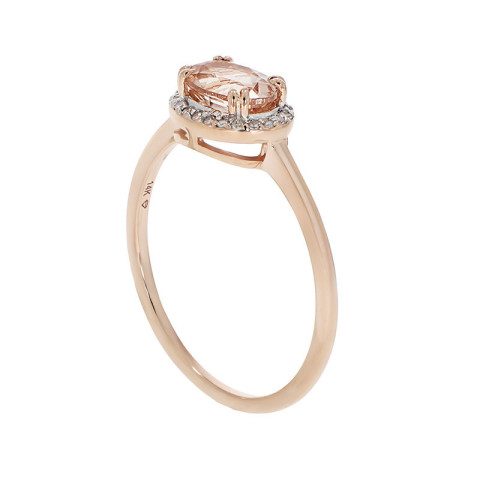 Inel, Aur Roz, 14 k, 1.76 gr, cu Diamante, Cod Produs: 813351 - 2