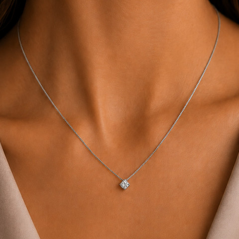 Colier, Aur Alb, 18 k, 3.18 gr, cu Diamante, Cod Produs: 816648 - 3