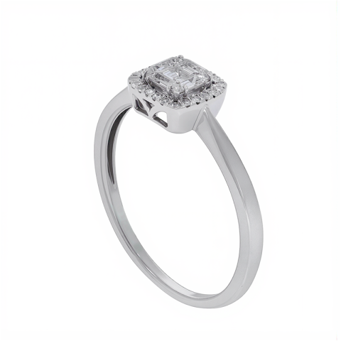 Inel, Aur Alb, 14 k, 1.45 gr, cu Diamante, Cod Produs: 817007 - 2