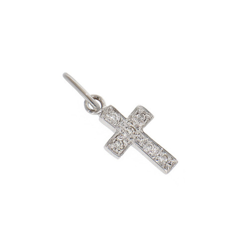 Pandantiv Cruce, Aur Alb, 18 k, 0.39 gr, cu Diamante, Cod Produs: 826983 - 2