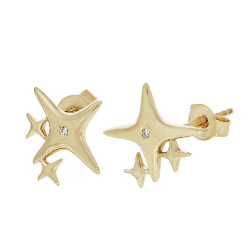 Cercei, Aur Galben, 14 k, 2.32 gr, cu Diamante, Cod Produs: 830457 - 2