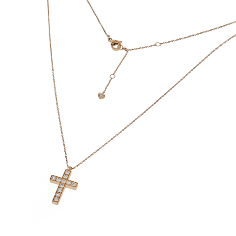 Colier, Aur Roz, 18 k, 3.9 gr, cu Diamante, Cod Produs: 838041 - 2