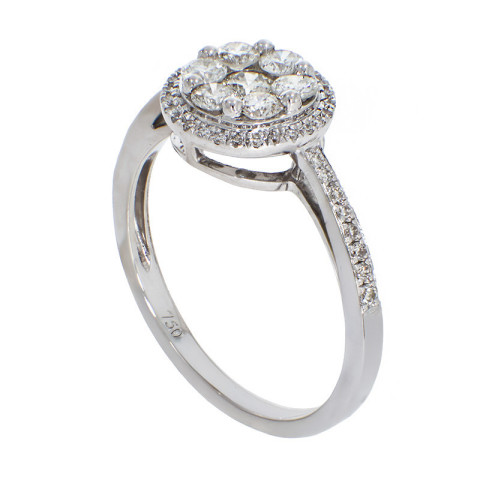 Inel, Aur Alb, 18 k, 3.05 gr, cu Diamante, Cod Produs: 841737 - 2