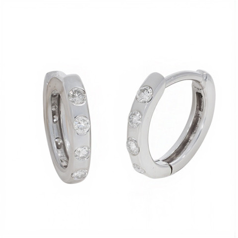 Cercei, Aur Alb, 14 k, 0.92 gr, cu Diamante, Cod Produs: 854624 - 2