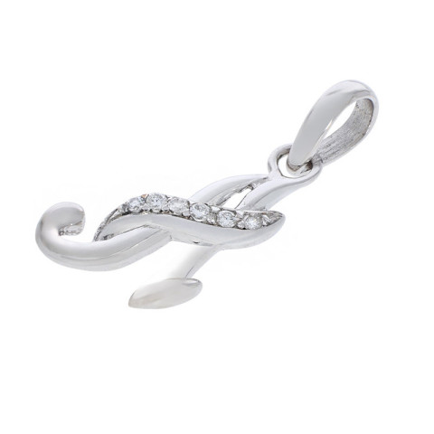 Pandantiv Initiala, Aur Alb, 18 k, 1.84 gr, cu Diamante, Cod Produs: 856327 - 2
