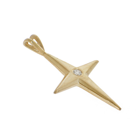 Pandantiv Cruce, Aur Galben, 14 k, 1.1 gr, cu Diamante, Cod Produs: 858571 - 2