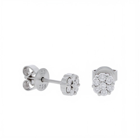 Cercei, Aur Alb, 18 k, 1.28 gr, cu Diamante, Cod Produs: 860376 - 2
